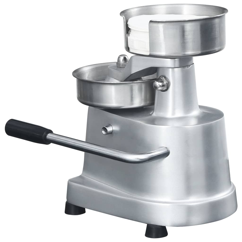 Hamburgerpresse med 500 stk mellomleggspapir aluminium 13 cm