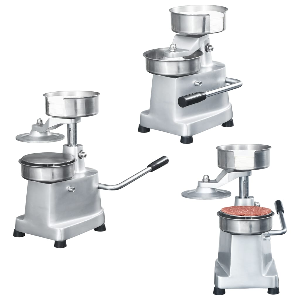 Hamburgerpresse med 500 stk mellomleggspapir aluminium 13 cm