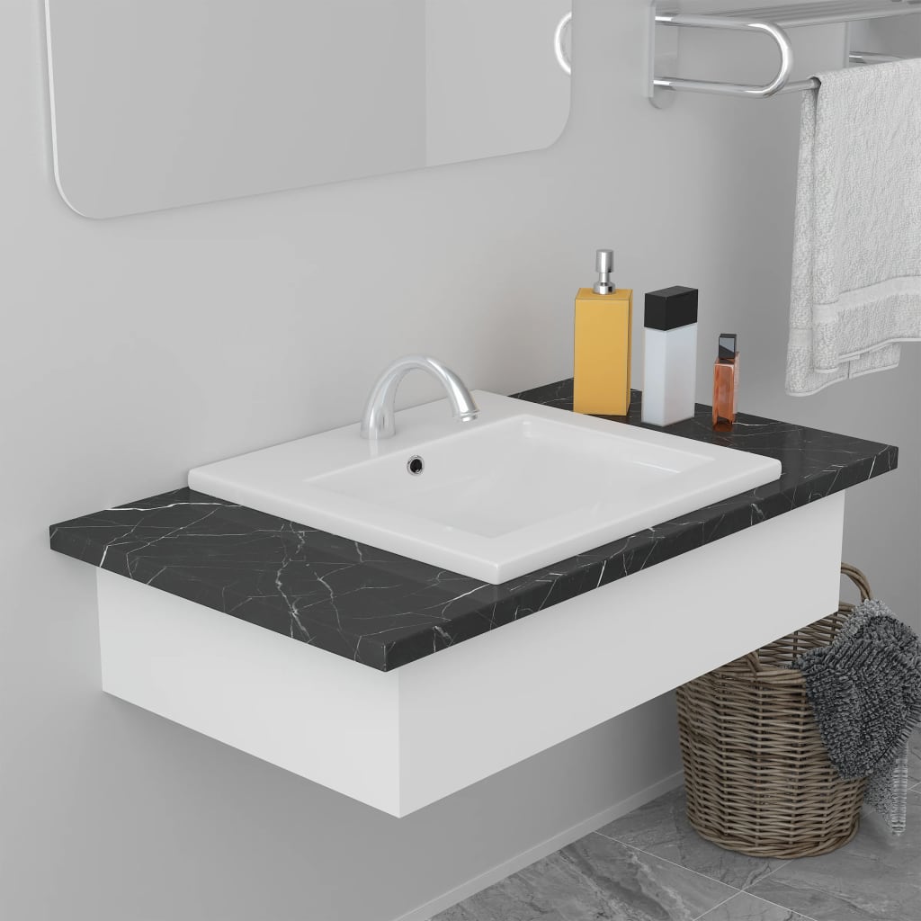Innebygd vask 42x39x18 cm keramisk hvit