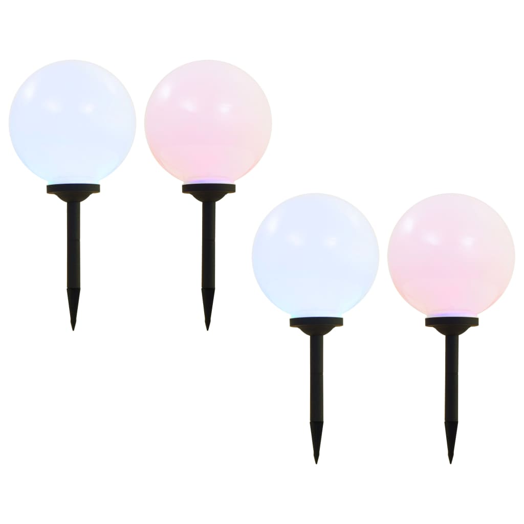 Utendørs sollampe 4 stk LED kuleformet 30 cm RGB vidaXL