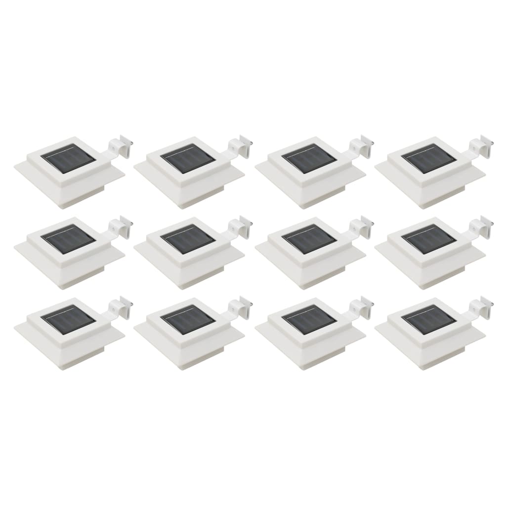 Utendørs sollamper 12 stk LED firkantet 12 cm hvit