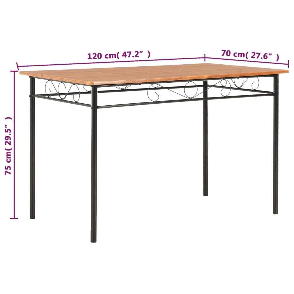 Spisebord brun 120x70x75 cm MDF vidaXL