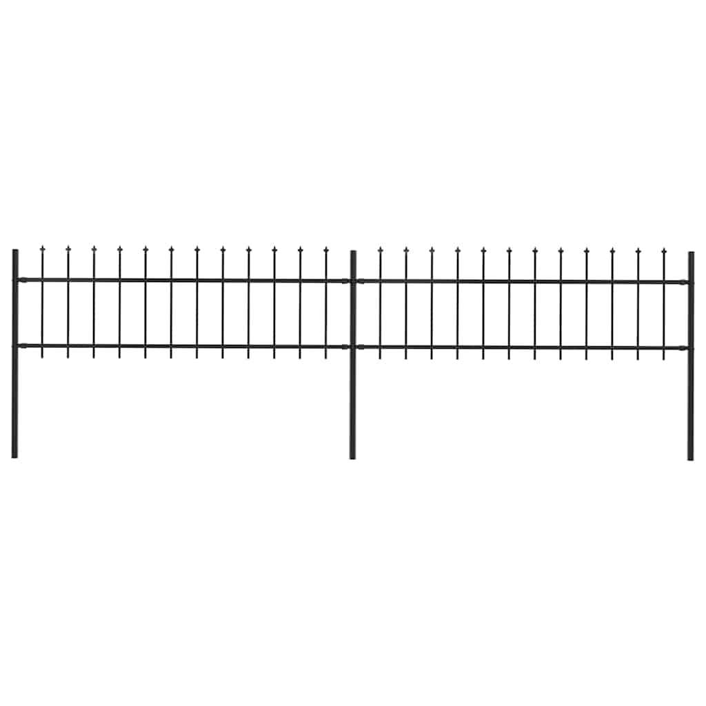 Hagegjerde med spydtopp stål 359x60 cm svart