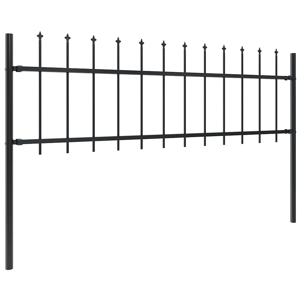 Hagegjerde med spydtopp stål 714,5x60 cm svart