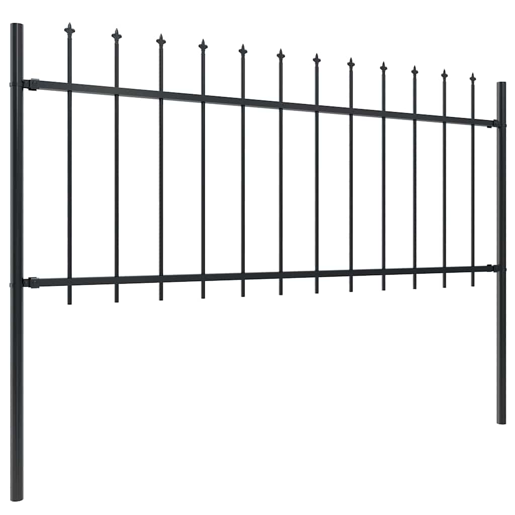 Hagegjerde med spydtopp stål 1070x80 cm svart