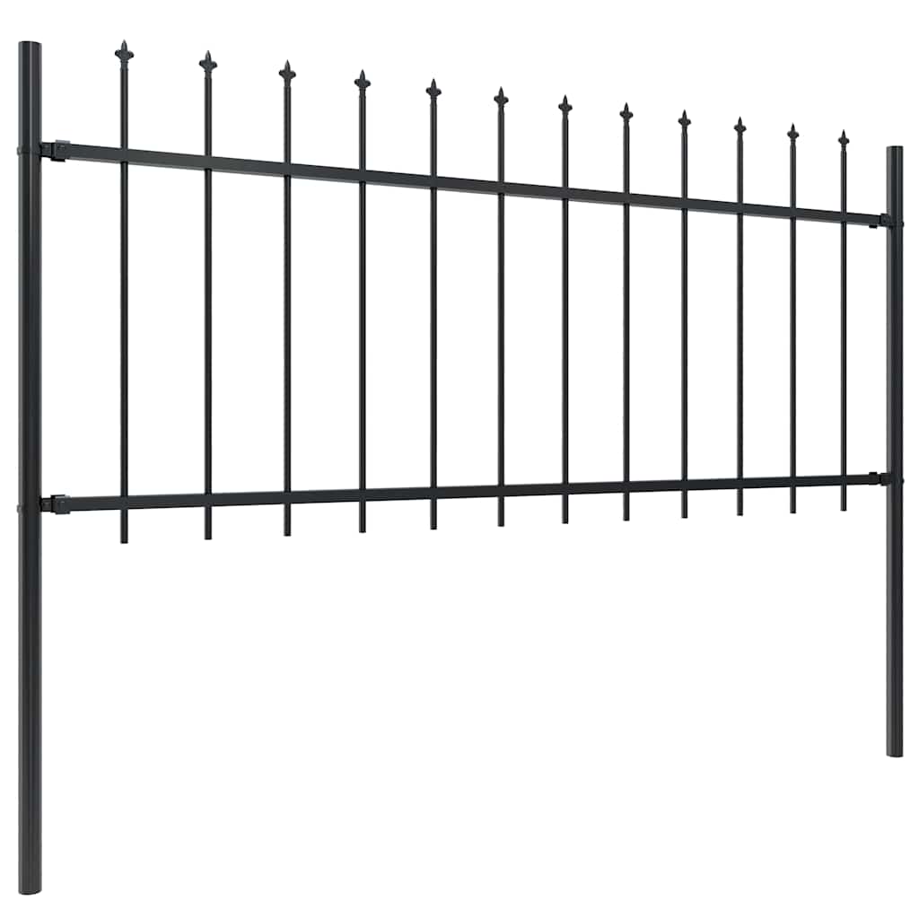 Hagegjerde med spydtopp stål 1426x80 cm svart