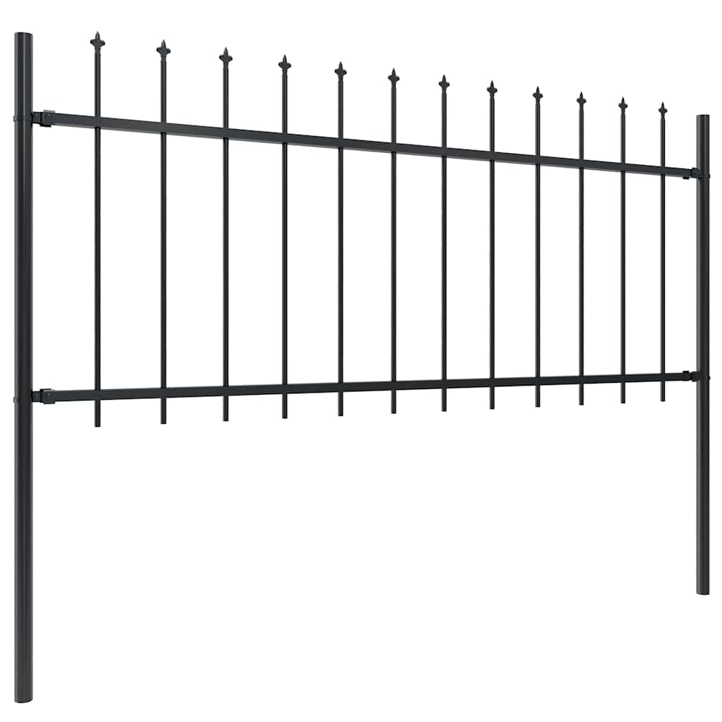 Hagegjerde med spydtopp stål 1781,5x80 cm svart