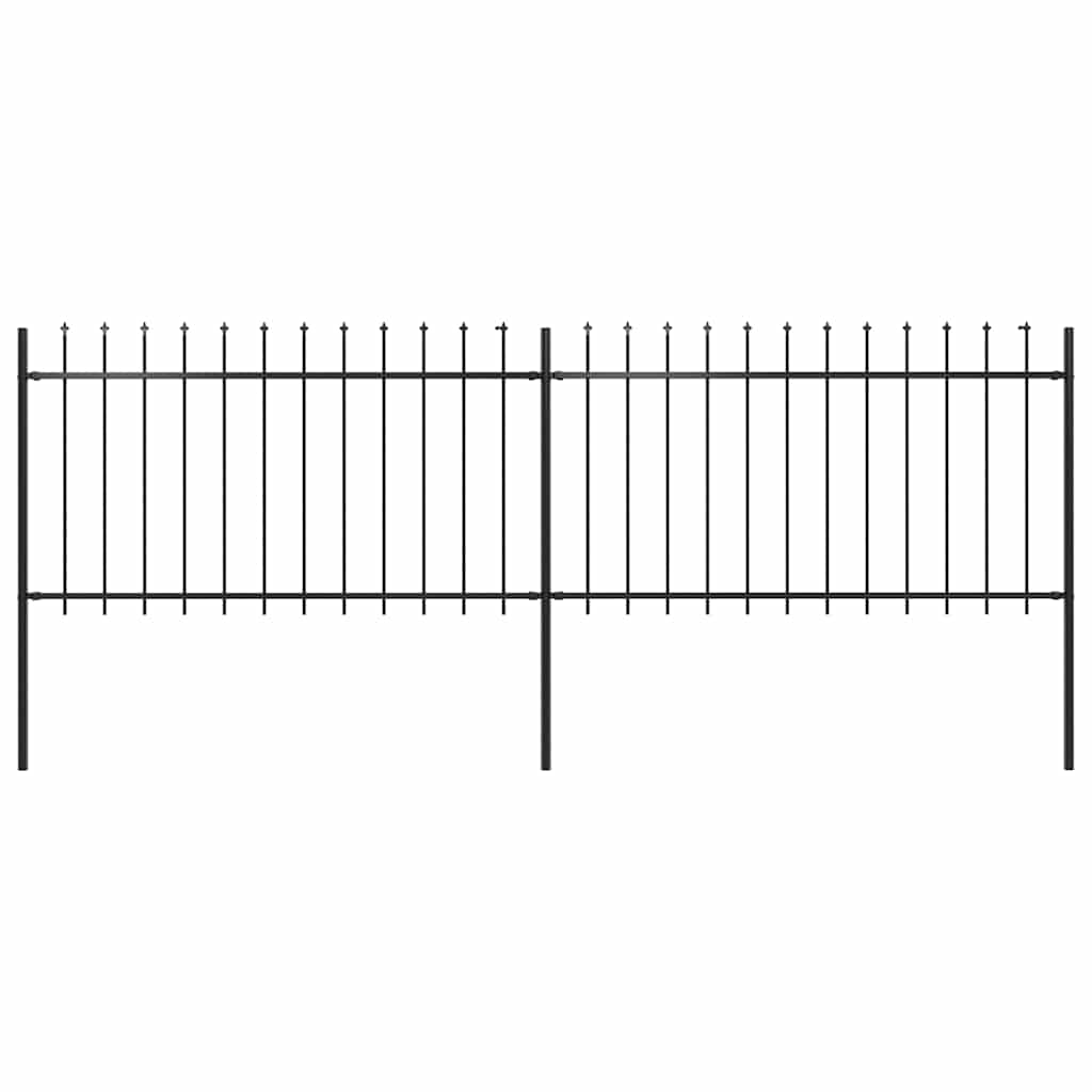 Hagegjerde med spydtopp stål 359x100 cm svart