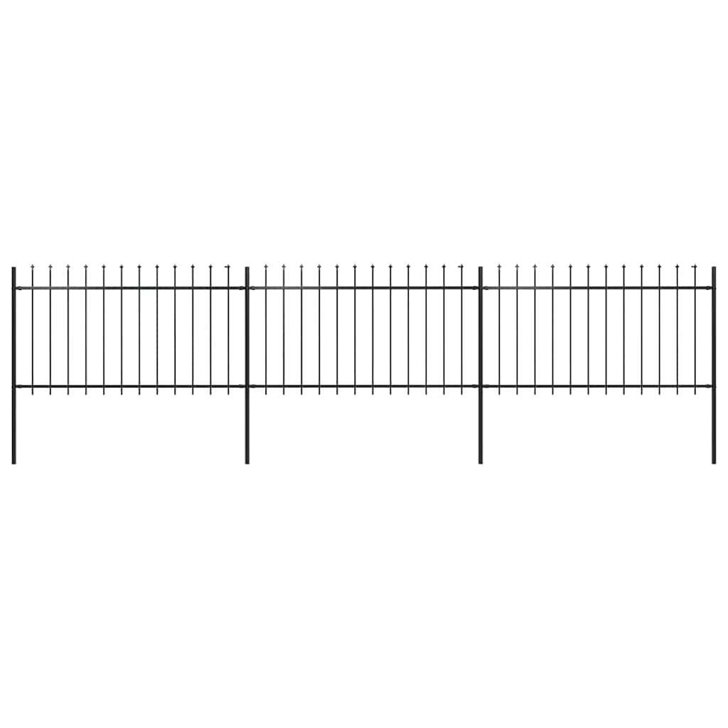Hagegjerde med spydtopp stål 537x100 cm svart