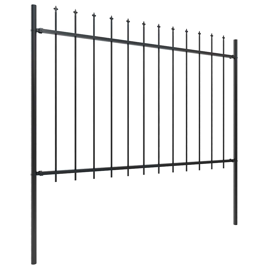 Hagegjerde med spydtopp stål 892,5x120 cm svart