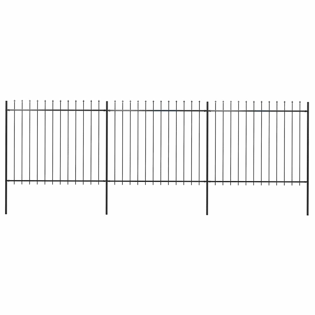 Hagegjerde med spydtopp stål 537x150 cm svart