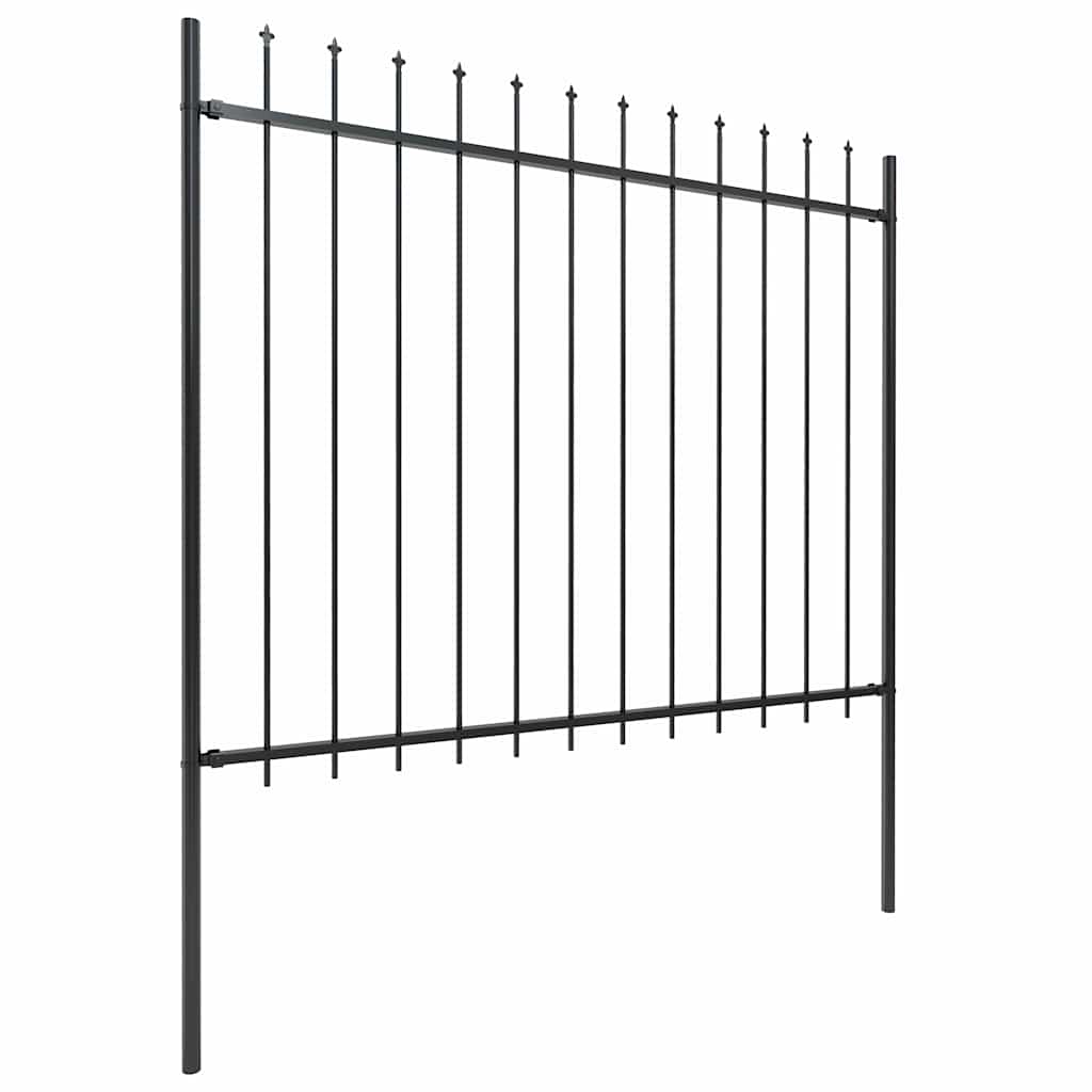 Hagegjerde med spydtopp stål 537x150 cm svart