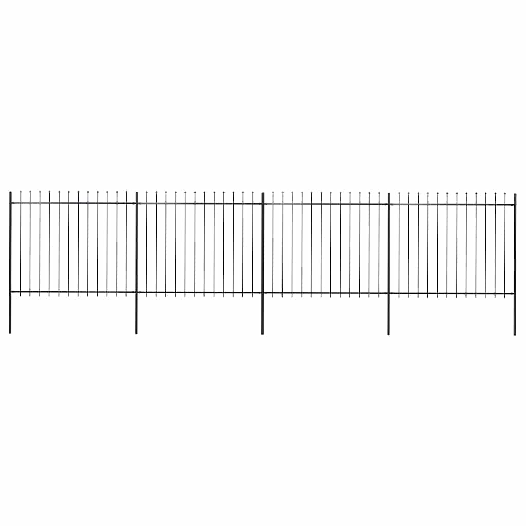 Hagegjerde med spydtopp stål 714,5x150 cm svart