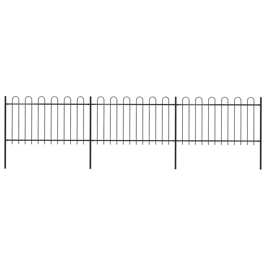 Hagegjerde med bøyleplate stål 537x100 cm svart