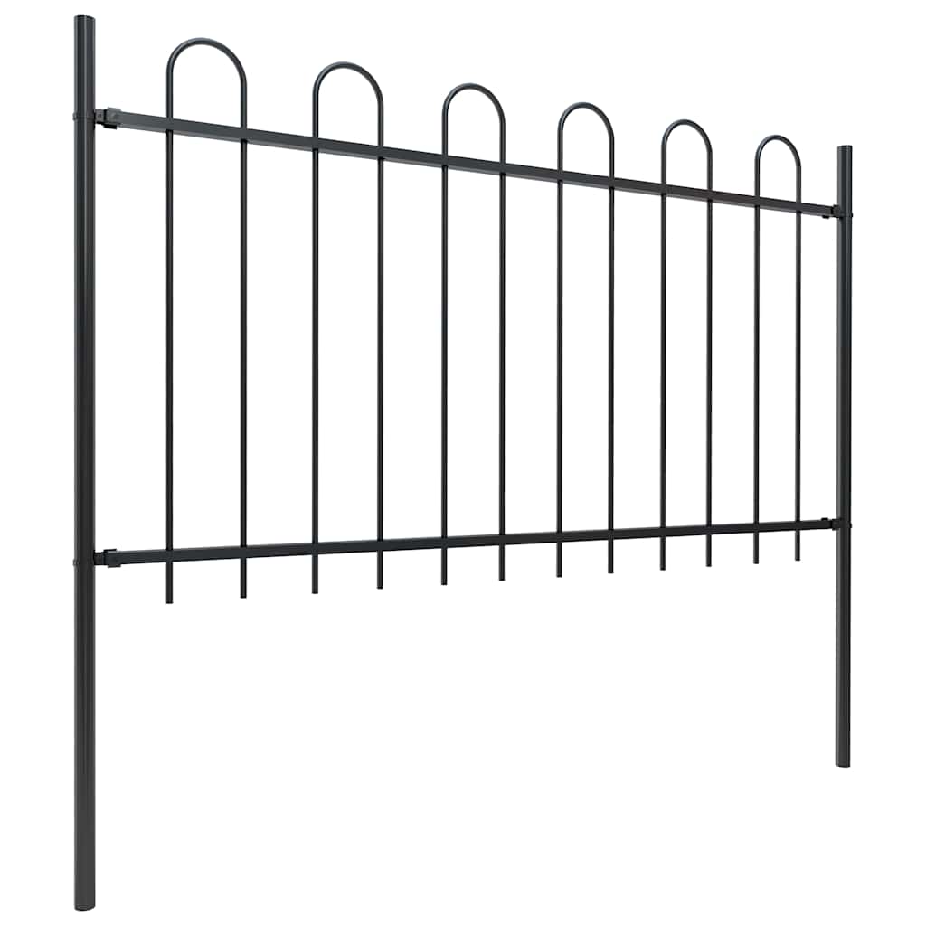 Hagegjerde med bøyleplate stål 1070x100 cm svart