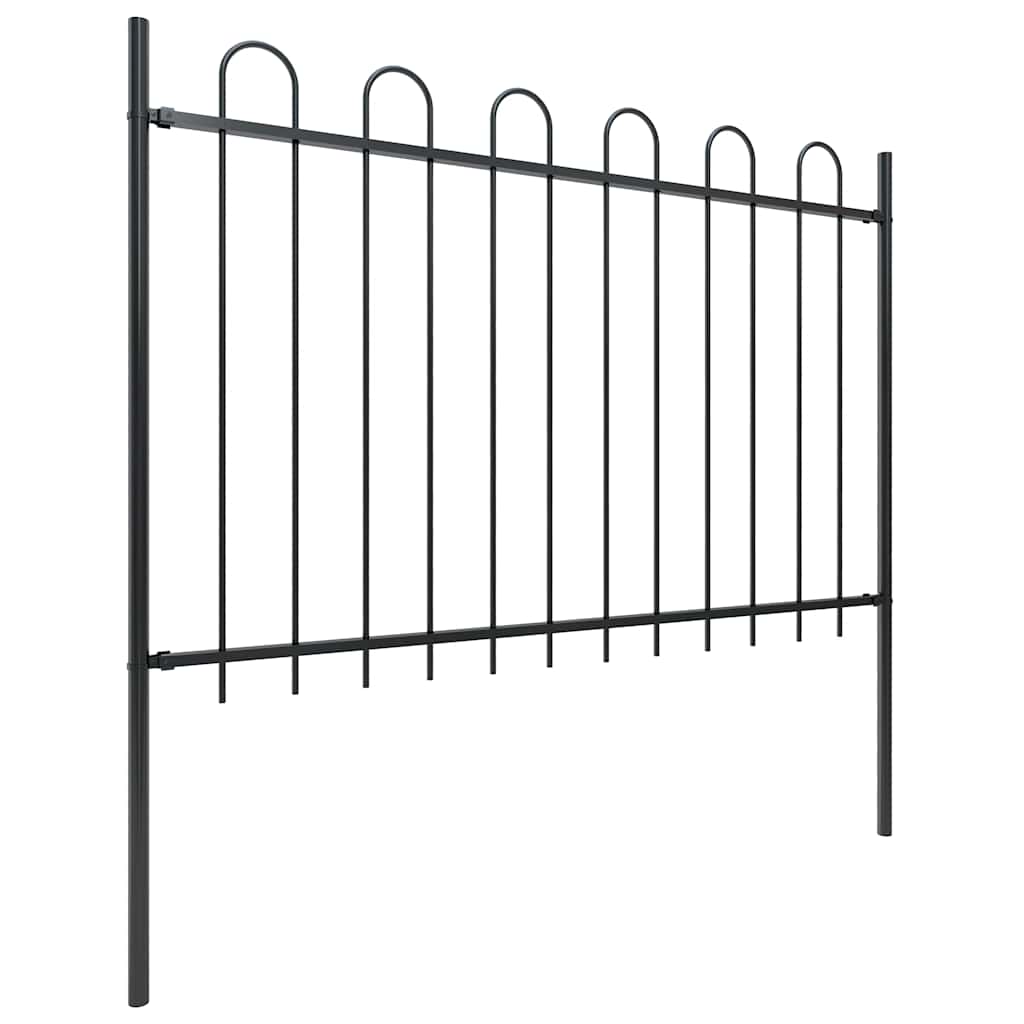 Hagegjerde med bøyleplate stål 1070x120 cm svart