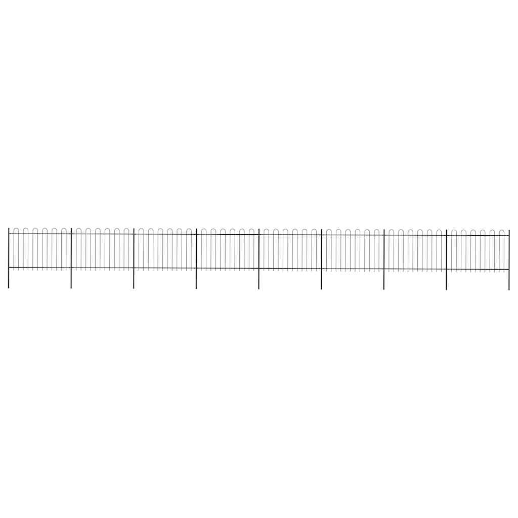 Hagegjerde med bøyleplate stål 1426x120 cm svart