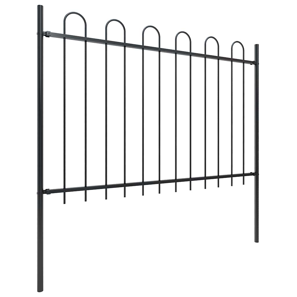Hagegjerde med bøyleplate stål 1426x120 cm svart