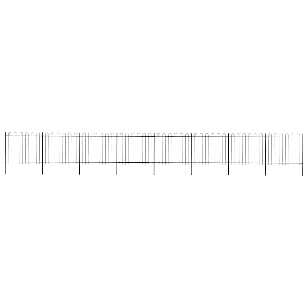 Hagegjerde med bøyleplate stål 1426x150 cm svart