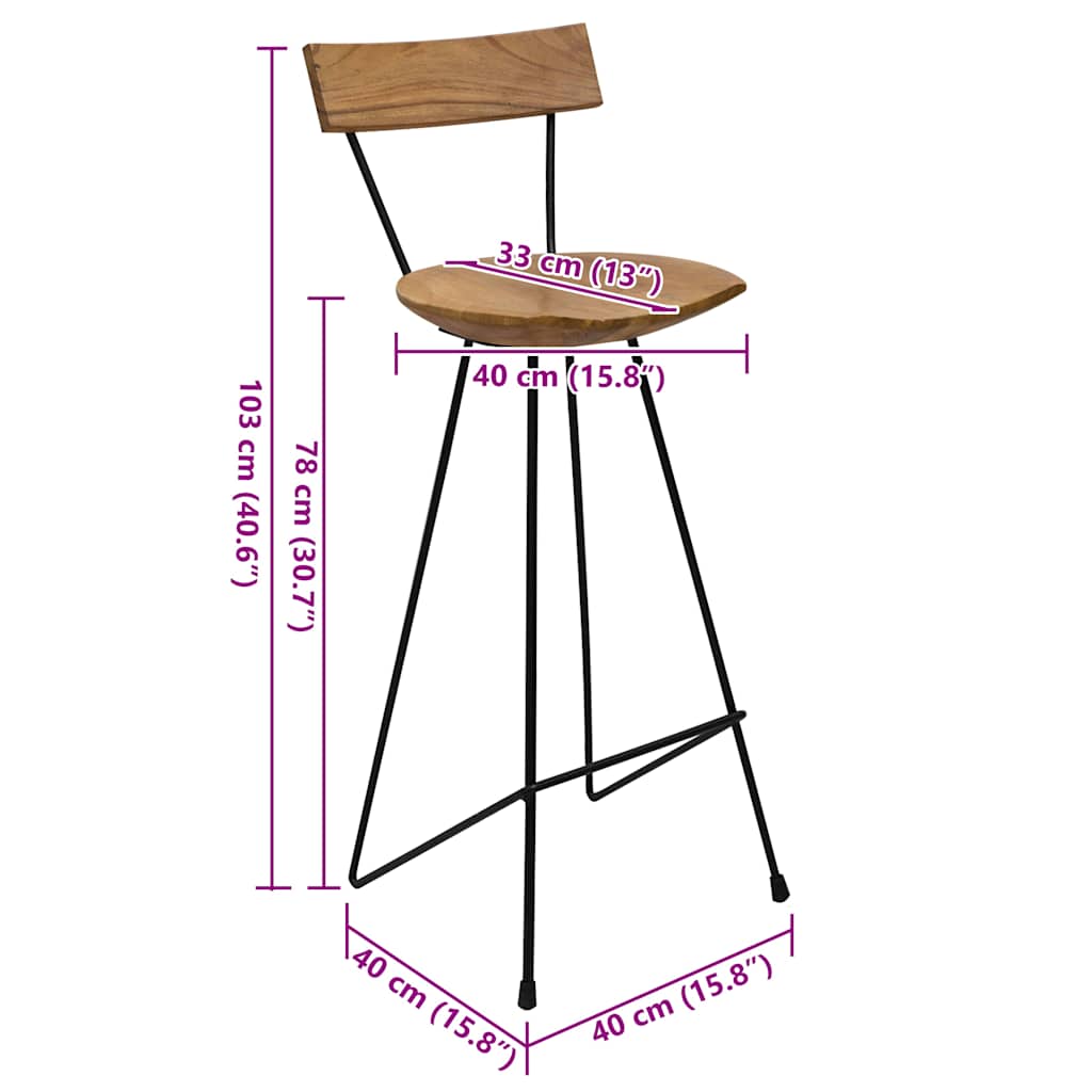 Barkrakker 2 stk heltre teak