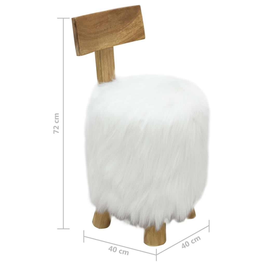 Stol hvit heltre teak