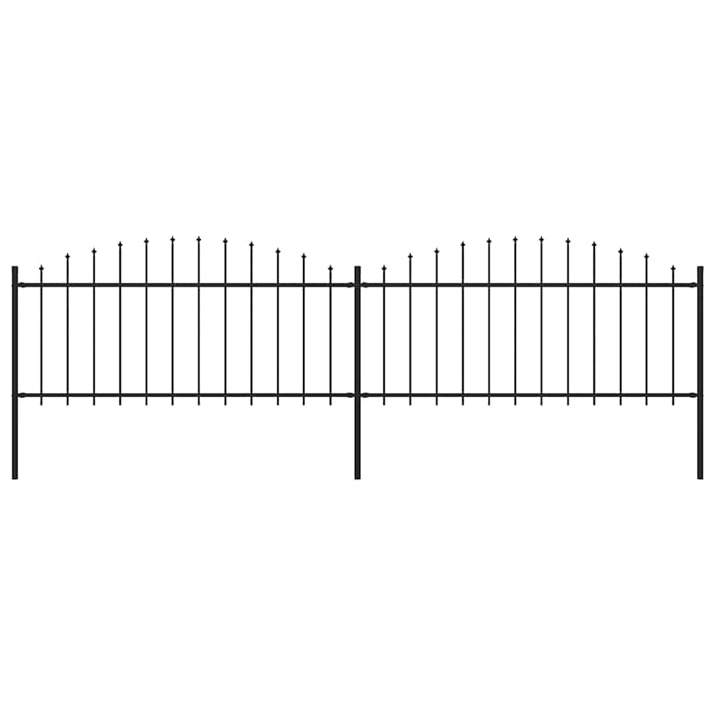 Hagegjerde med spydtopp stål (0,5-0,75)x3,4 m svart