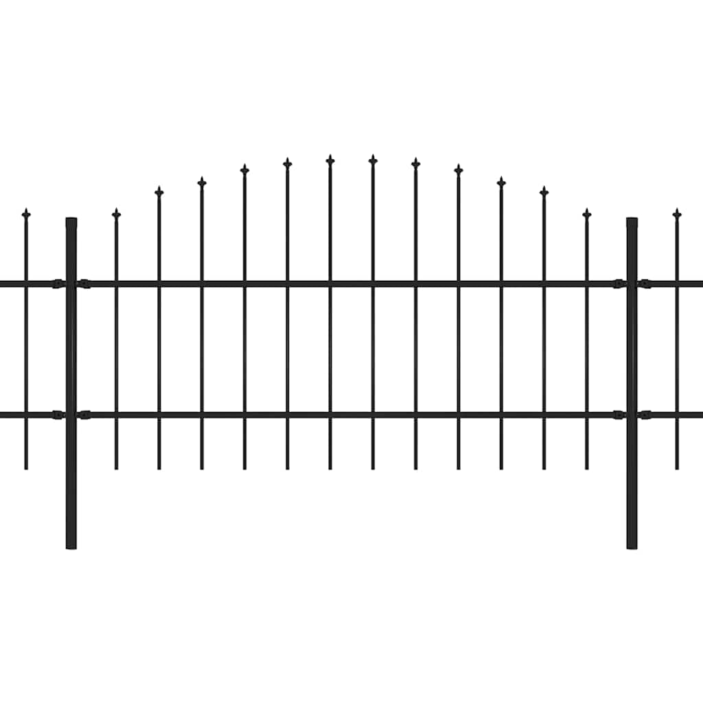 Hagegjerde med spydtopp stål 714,5x100 cm svart
