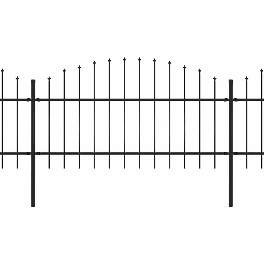 Hagegjerde med spydtopp stål 537x125 cm svart