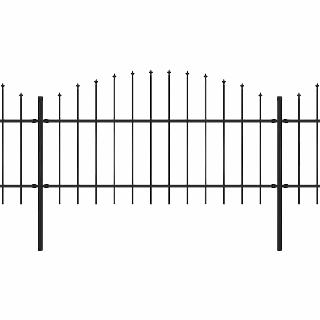 Hagegjerde med spydtopp stål (1-1,25)x13,6 m svart