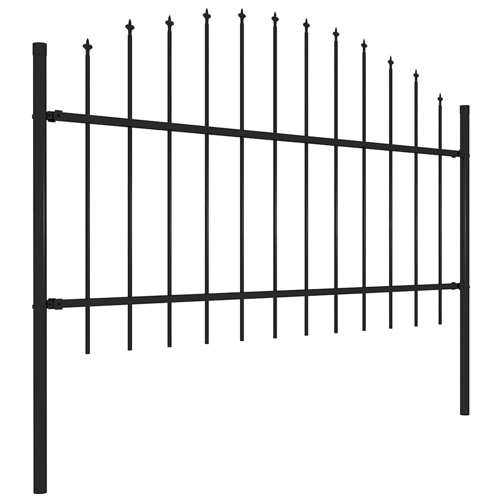 Hagegjerde med spydtopp stål (1-1,25)x13,6 m svart