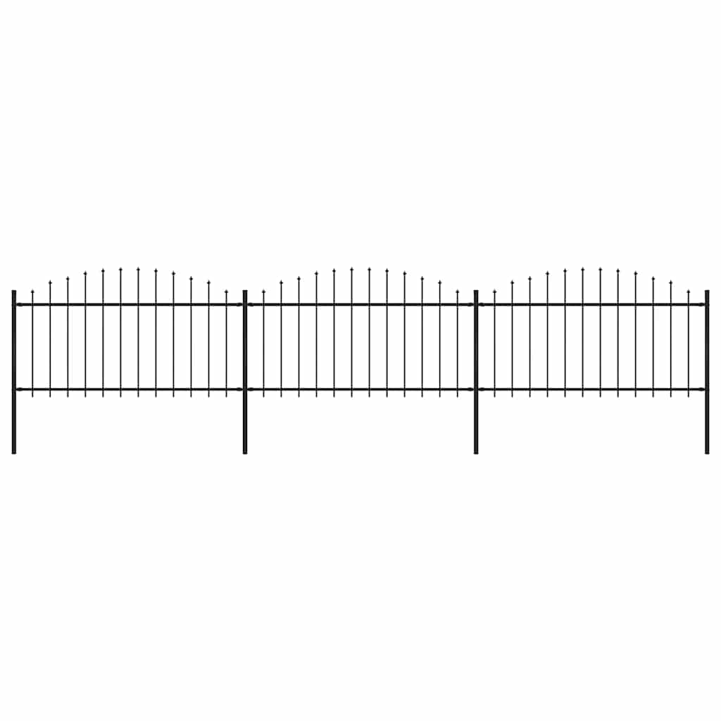 Hagegjerde med spydtopp stål 537x150 cm svart