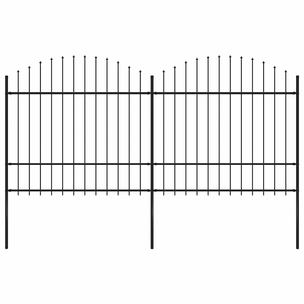 Hagegjerde med spydtopp stål 359x175 cm svart