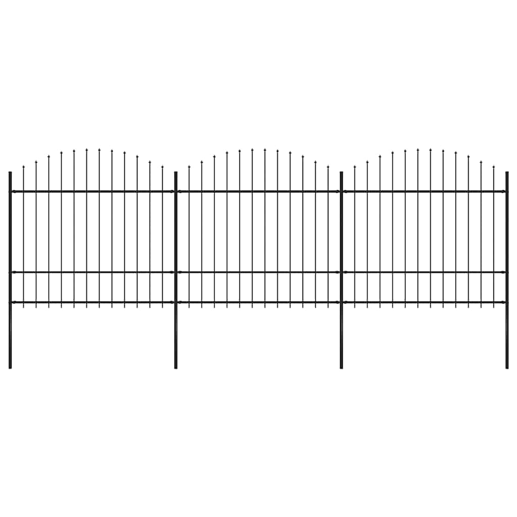 Hagegjerde med spydtopp stål 537x175 cm svart