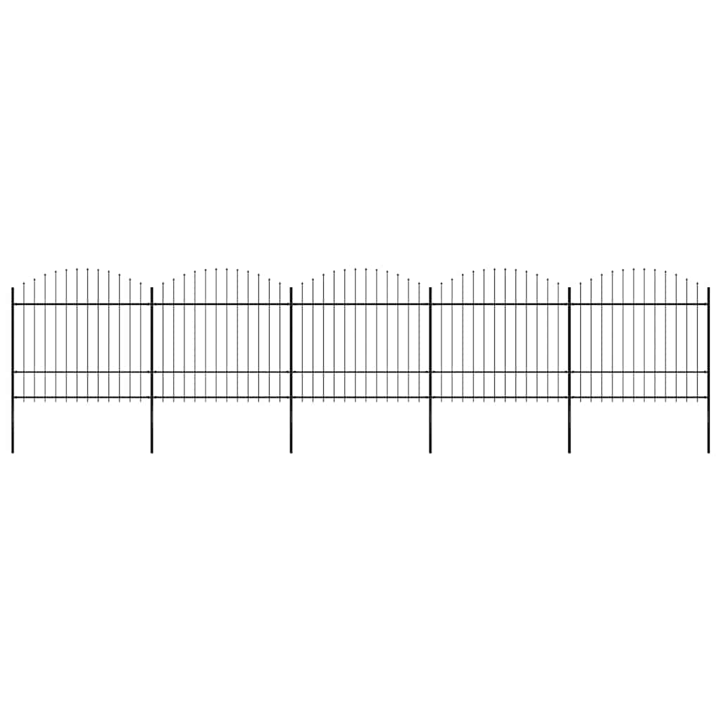 Hagegjerde med spydtopp stål 892,5x175 cm svart