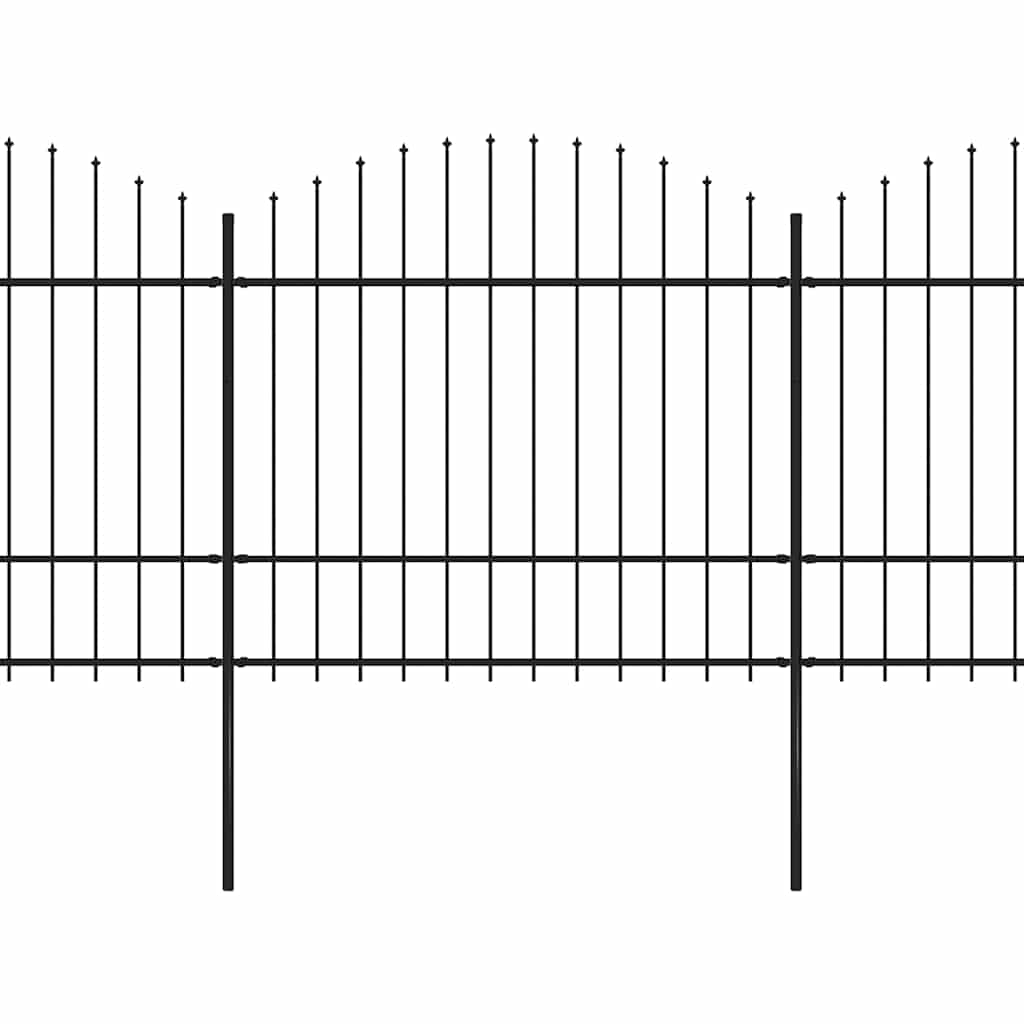 Hagegjerde med spydtopp stål (1,5-1,75)x15,3 m svart