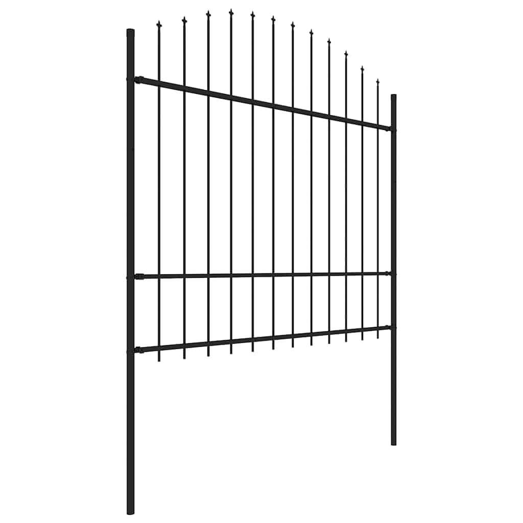 Hagegjerde med spydtopp stål (1,5-1,75)x15,3 m svart