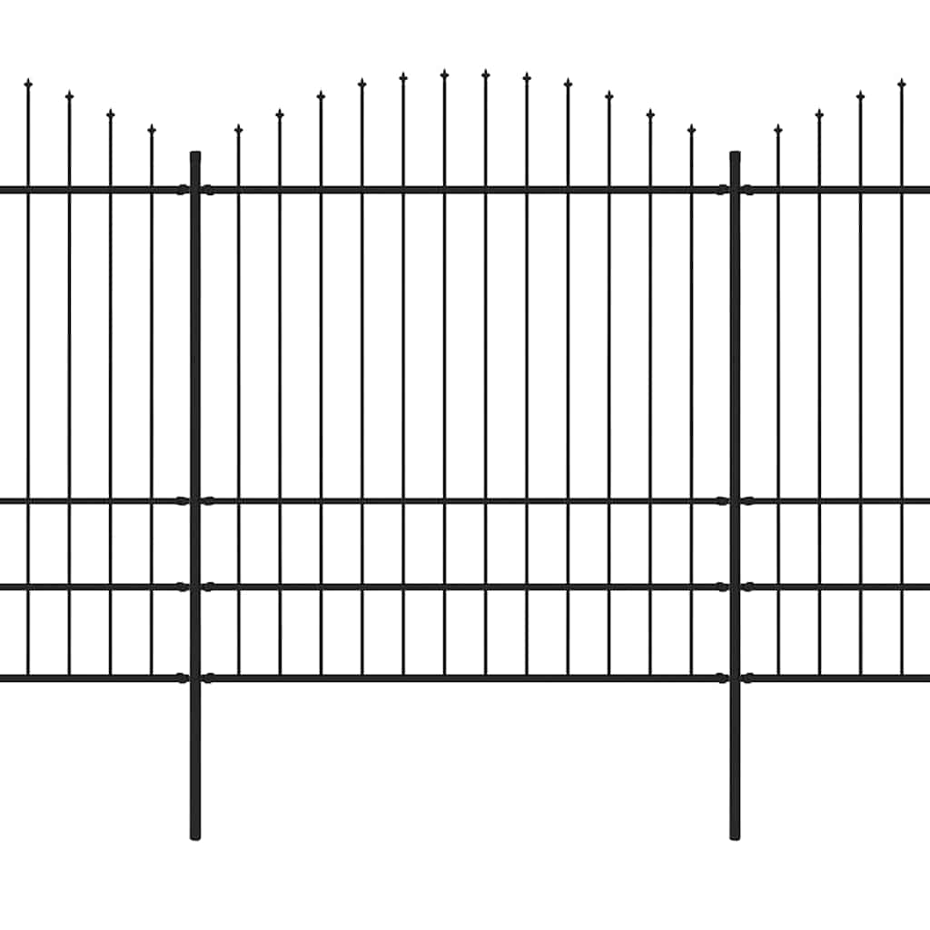 Hagegjerde med spydtopp stål 537x200 cm svart