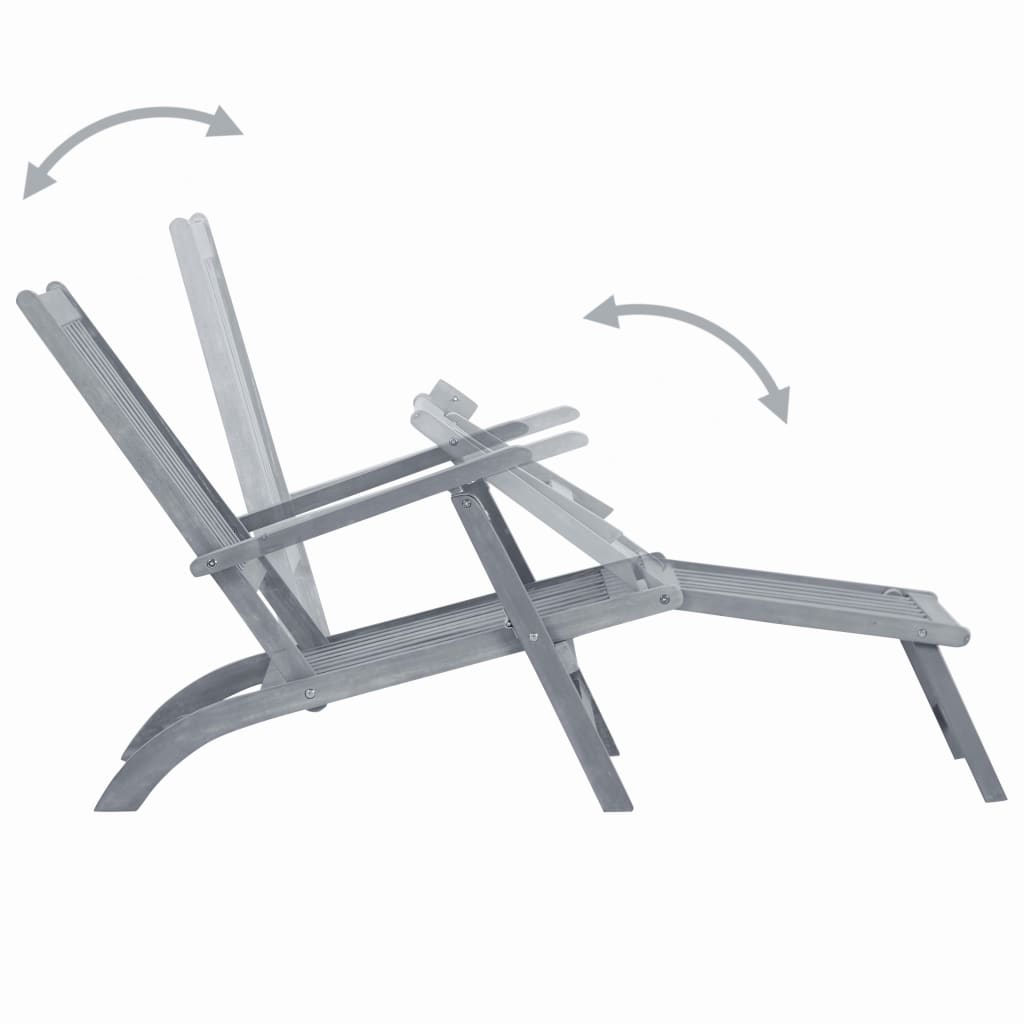 Utendørs fluktstol med fotstøtte gråvasket heltre akasie