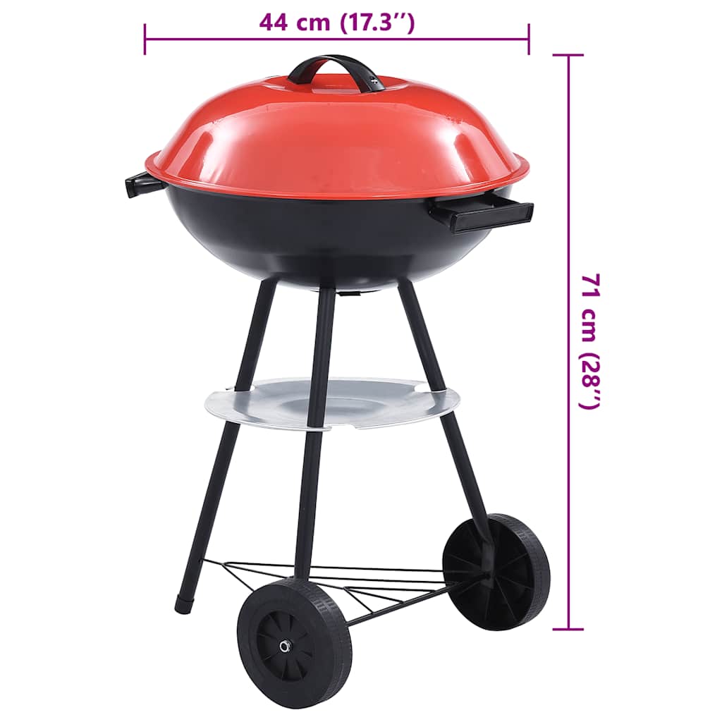 Bærbar kulegrill XXL med hjul 44 cm vidaXL