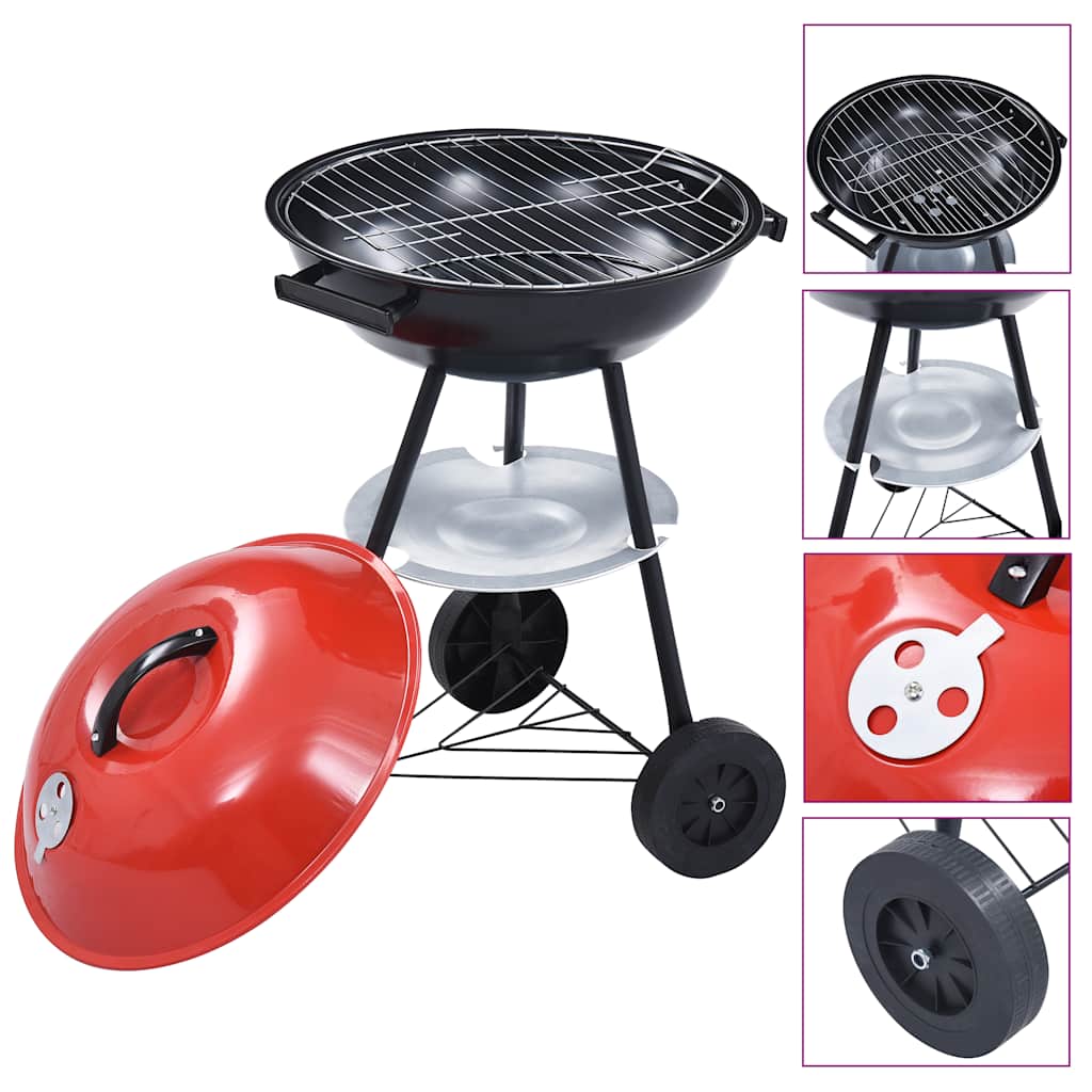 Bærbar kulegrill XXL med hjul 44 cm vidaXL
