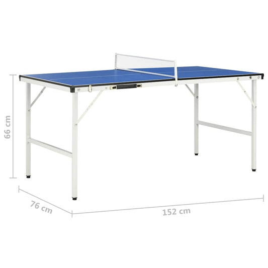 1,5 meter bordtennisbord med nett 152 x 76 x 66 cm blå