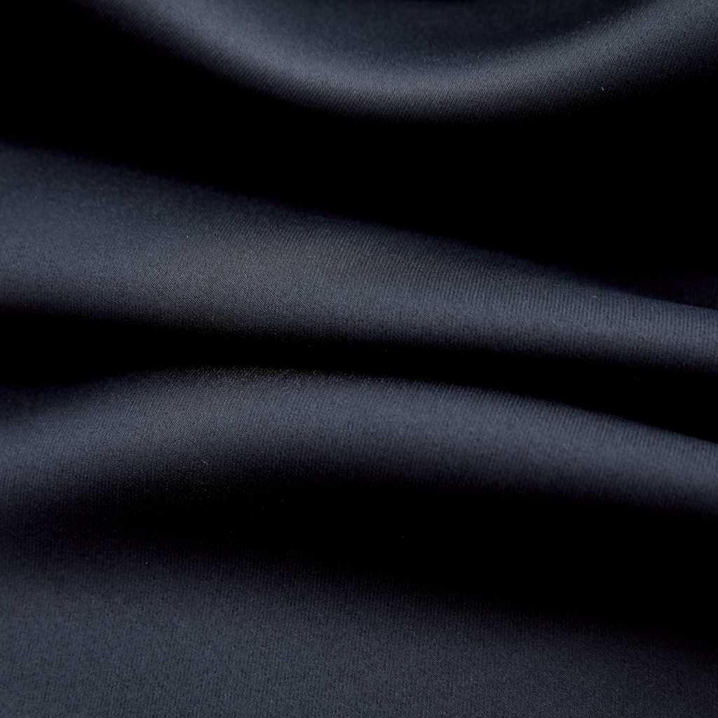 Lystette gardiner med metallringer 2 stk svart 140x175 cm