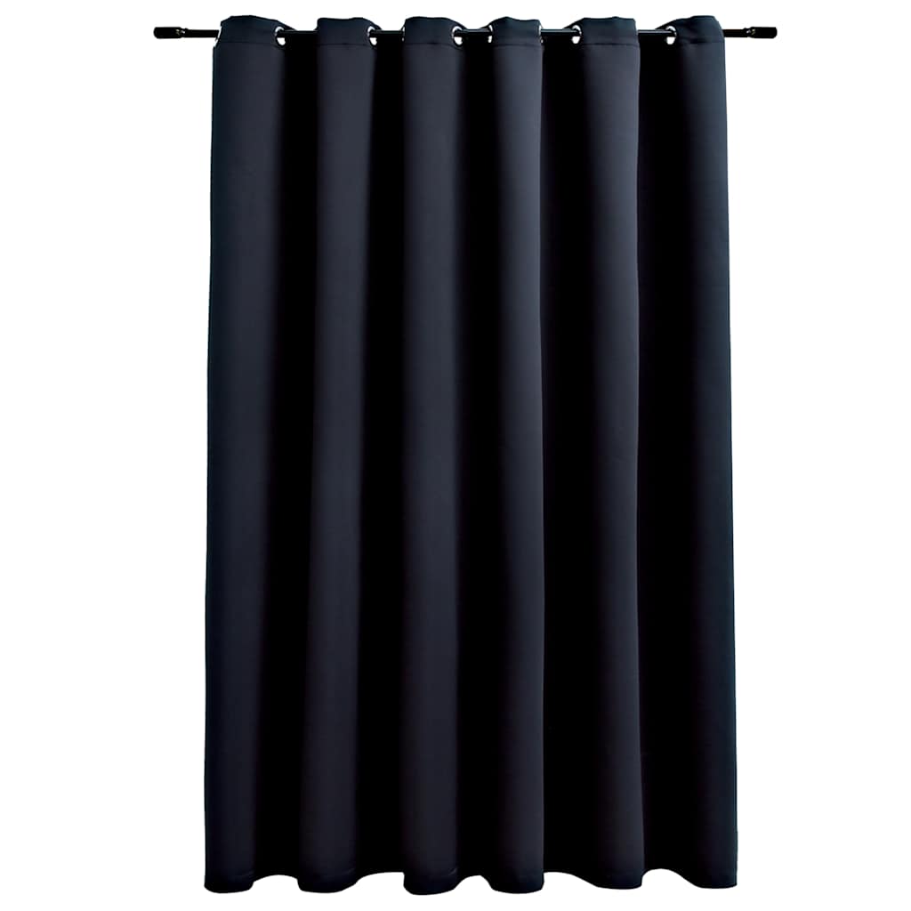 Lystett gardin med metallringer svart 290x245 cm
