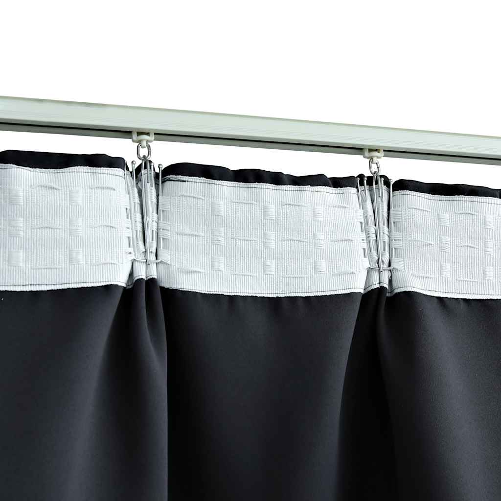 Lystette gardiner med kroker 2 stk svart 140x225 cm