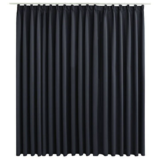 Lystett gardin med metallkroker svart 290x245 cm
