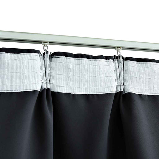 Lystett gardin med metallkroker svart 290x245 cm