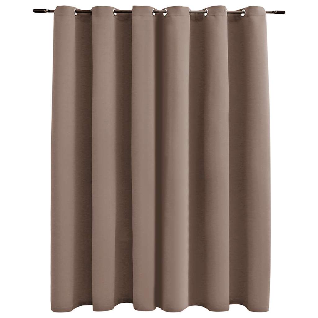 Lystett gardin med metallringer gråbrun 290x245 cm