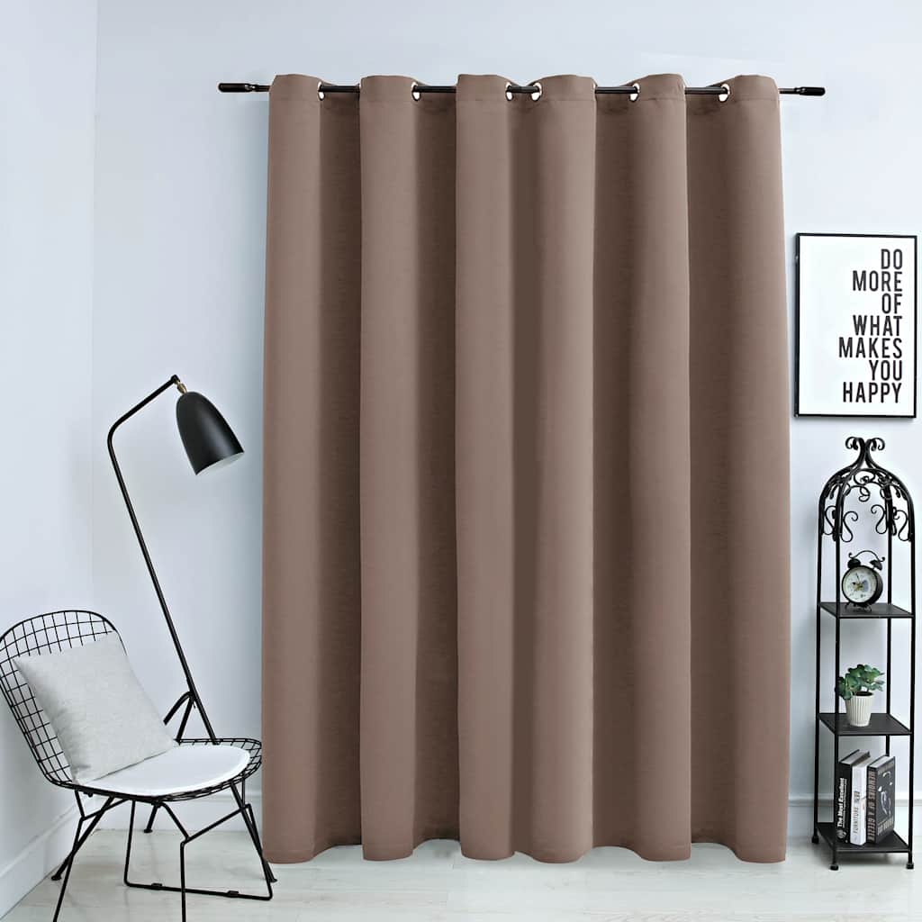 Lystett gardin med metallringer gråbrun 290x245 cm