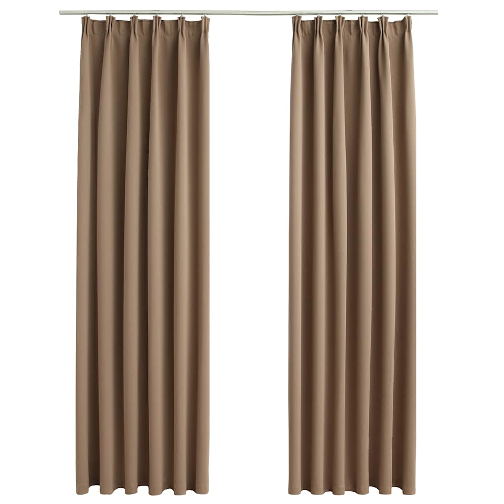 Lystette gardiner med kroker 2 stk gråbrun 140x175 cm
