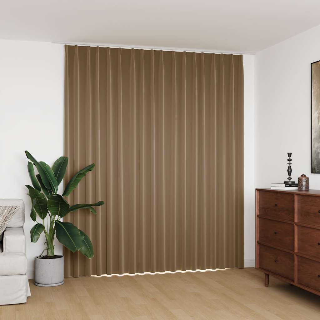 Lystett gardin med metallkroker gråbrun 290x245 cm
